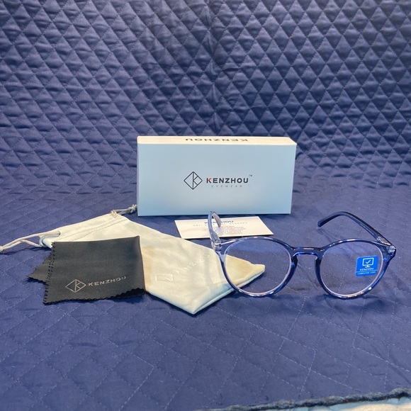KENZHOU Anti-Blue Ray Glasses. Blue clear frames. Flexible Temples. New in Box. - Picture 6 of 10
